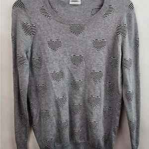 Madewell Gray Striped Heart Sweater